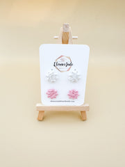 Pink and White Stud Duo